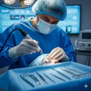 استفاده از تکنولوژی لیزر در جراحی بلفاروپلاستی جهت کاهش خونریزی و جای بخیه در کلینیک پرنیان.