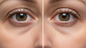 مقایسه قبل و بعد از رفع پف زیر چشم با عمل جراحی پلک پایین (بلفاروپلاستی) در مشهد.