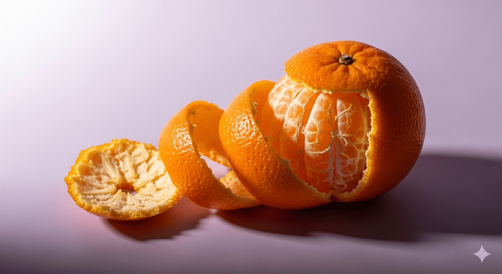 نمادپردازی عمل لابیاپلاستی با استفاده از یک نارنگی تازه و زیبا