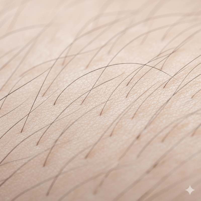 تصویری از پوست روشن و موهای تیره که بهترین حالت را برای اثربخšی لیزر موهای زائد نشان می‌دهد.