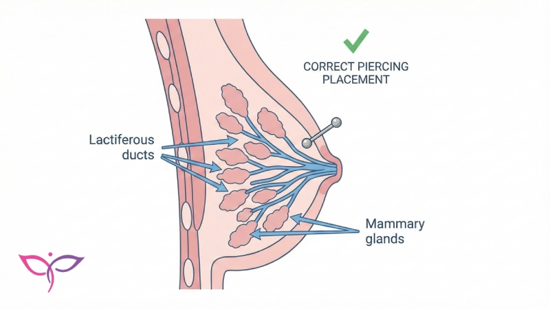 آناتومی مجاری شیری سینه و محل صحیح پیرسینگ