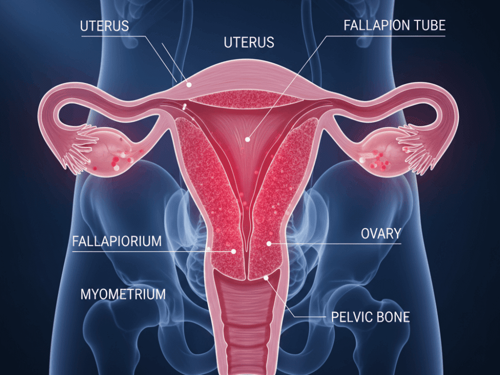 ساختار دستگاه تناسلی زنانه شامل رحم و تخمدان‌ها