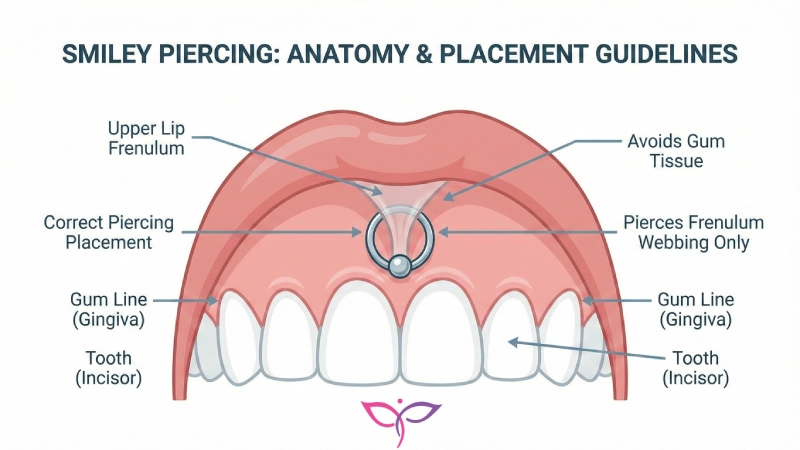 بررسی آناتومی فرنولوم لب برای پیرسینگ اسمایل