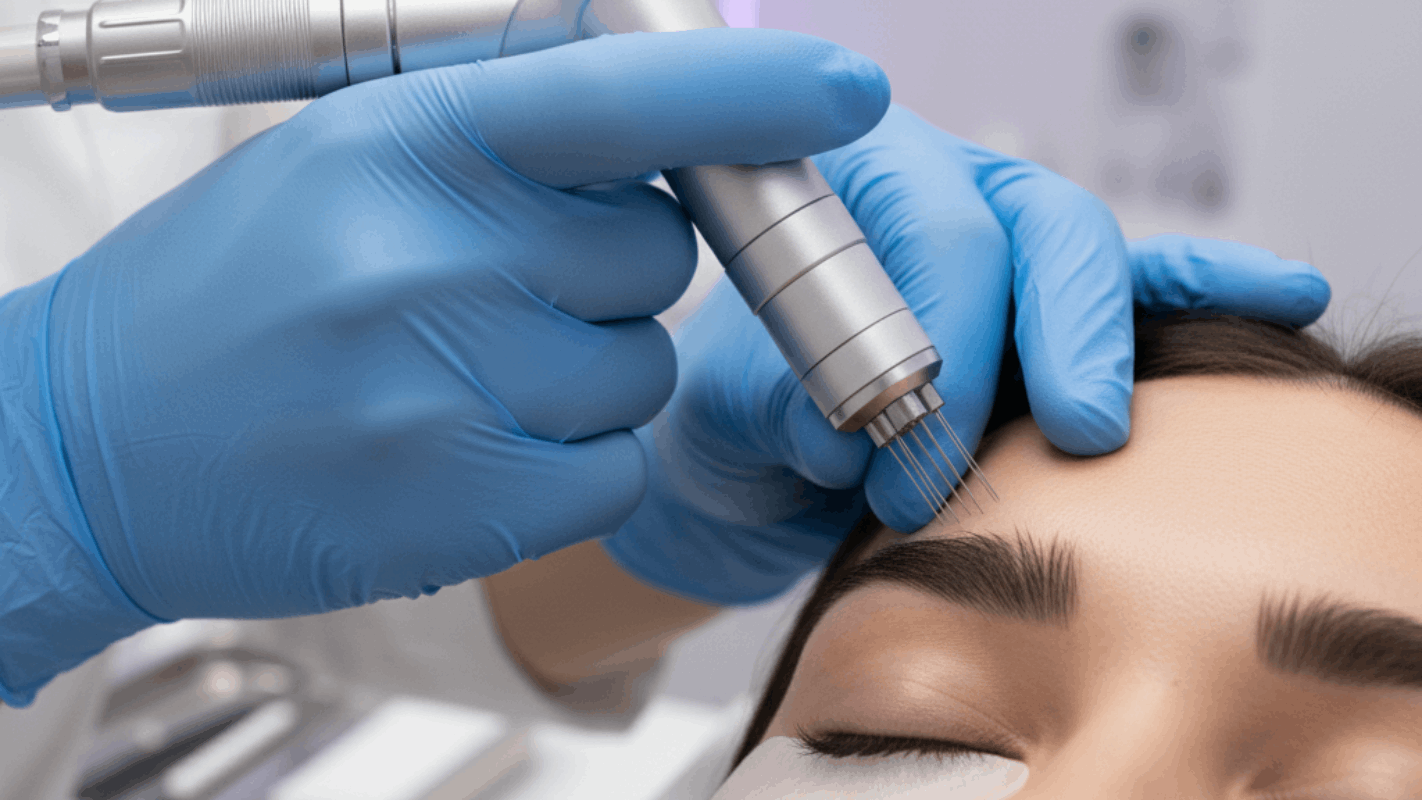 دقت بالای پزشک در تزریق مزوتراپی ابرو در کلینیک پرنیان