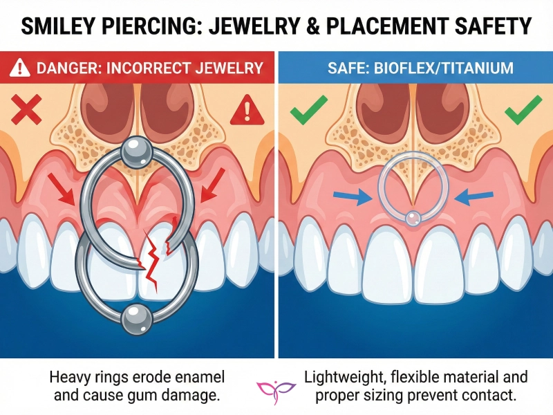 مقایسه نگین ایمن و غیرایمن برای سلامت دندان در پیرسینگ اسمایل