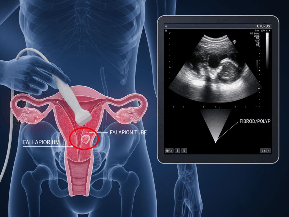 شماتیک سونوگرافی ترانس واژینال رحم برای تشخیص فیبروم