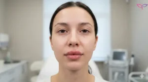 مدل ژل لب گیلاسی با تمرکز حجم در مرکز لب‌ها، الهام‌گرفته از ترند زیبایی کره‌ای با ظاهر طبیعی و شاداب