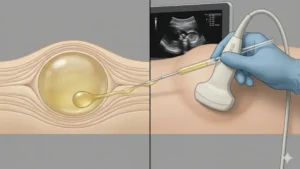 تخلیه و درمان کیست چربی با سوزن ظریف تحت هدایت سونوگرافی