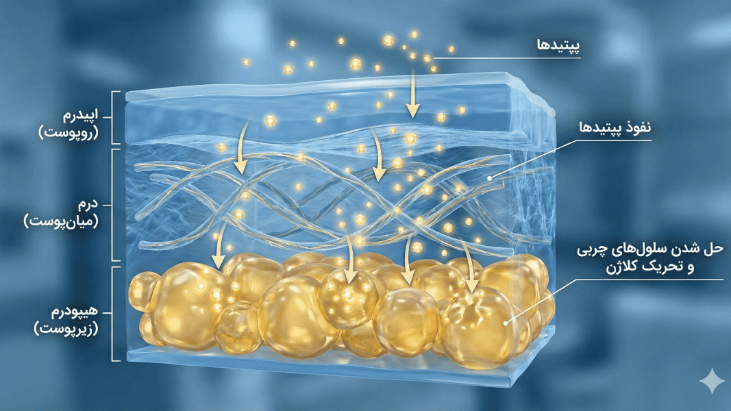 مکانیزم اثر پپتیدهای پروسترولین در لایه‌های پوست و چربی سوزی
