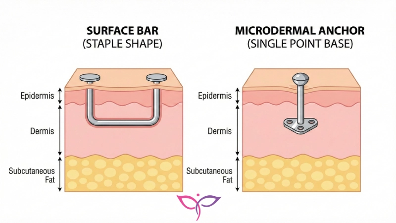 تفاوت ساختار پیرسینگ سارفیس بار و میکرودرمال انکور