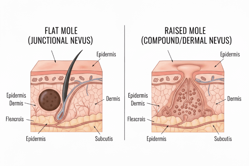 تفاوت ساختار و ریشه خال گوشتی و سطحی پوست