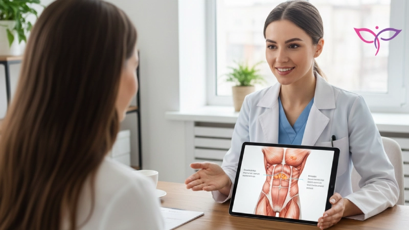 جلسه مشاوره تخصصی امبدینگ شکم و پهلو در کلینیک پرنیان با پزشک متخصص