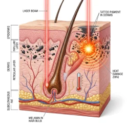لیزر موهای زائد روی تاتو